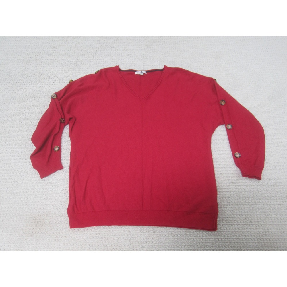 Isela Sweater Womens Large Button Sleeve Pullover Knit Lightweight Casual Top‎